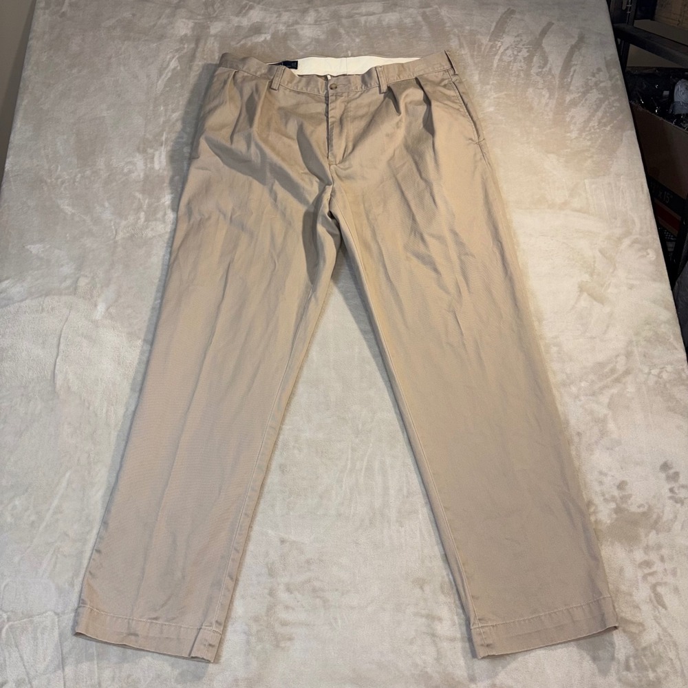 Polo Ralph Lauren Ethan Pant Mens 38x32 Tan Khaki Pleated Chino Twill Trousers